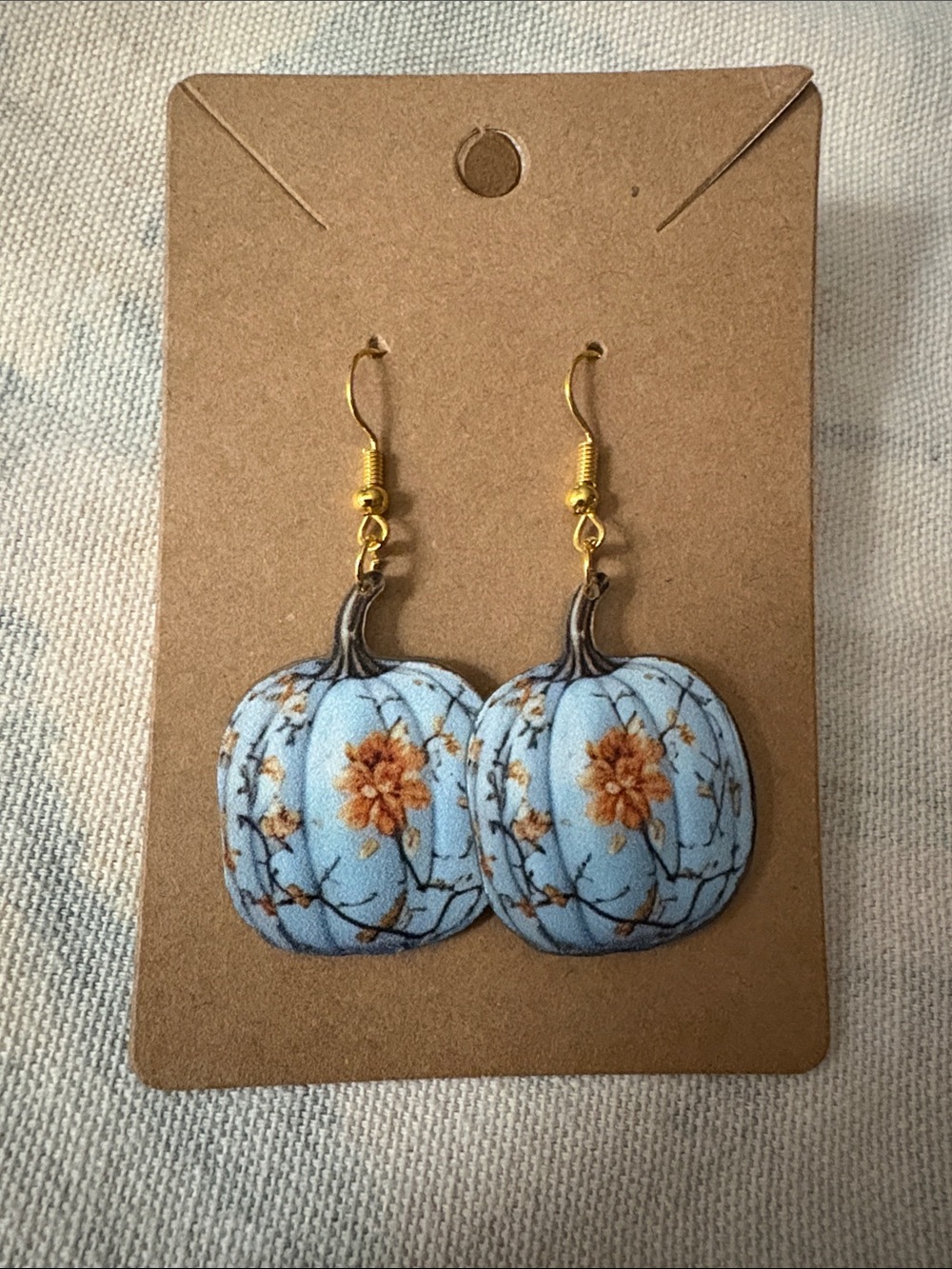 Blue Floral Pumpkin Drop Earrings - Women Jewelry